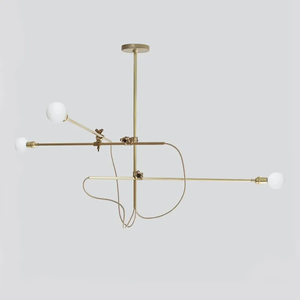 Industrial Chandelier with Adjustable Arms - Brass image