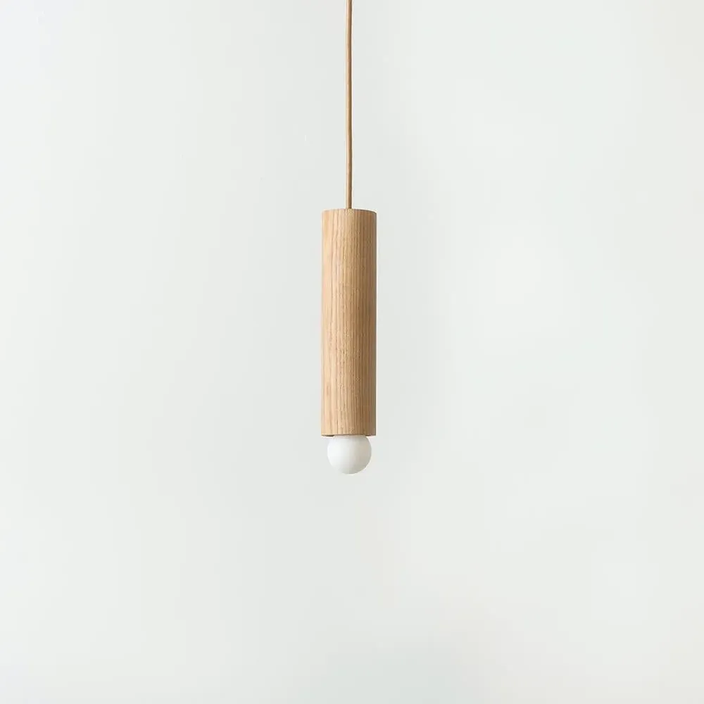 Large Cord Pendant Light - Oak, Wood