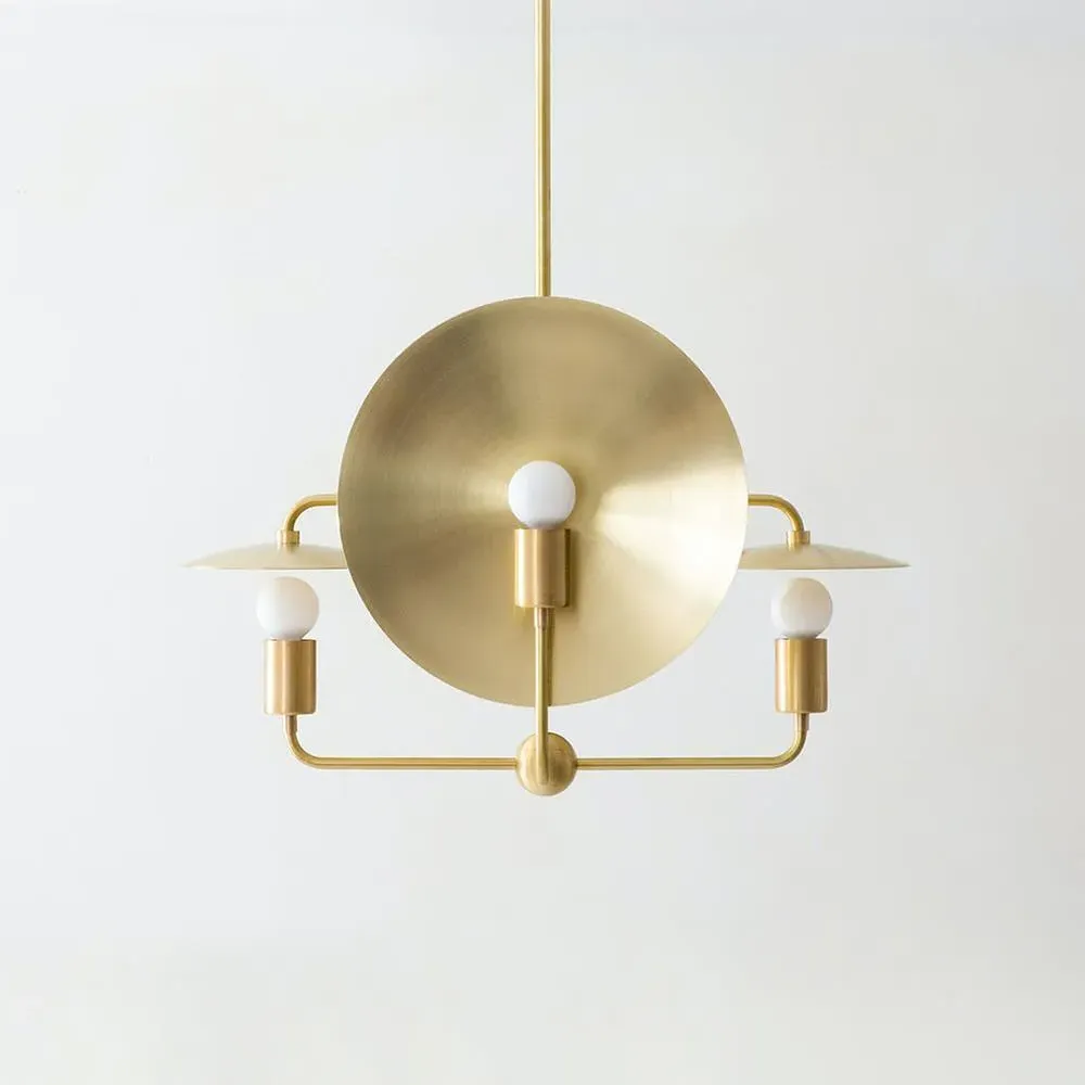 Small Chandelier with Metal Discs - Brass