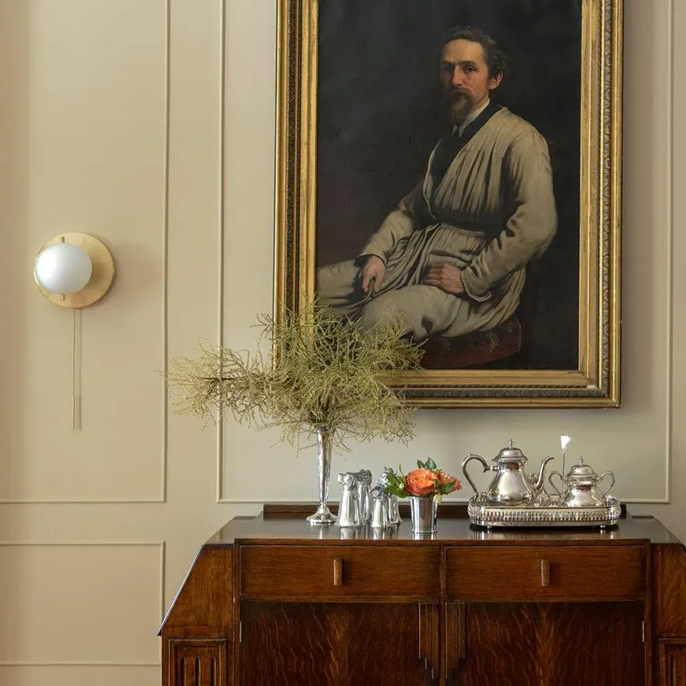 Wall Sconce with Pull Chain - Bronze, Metal