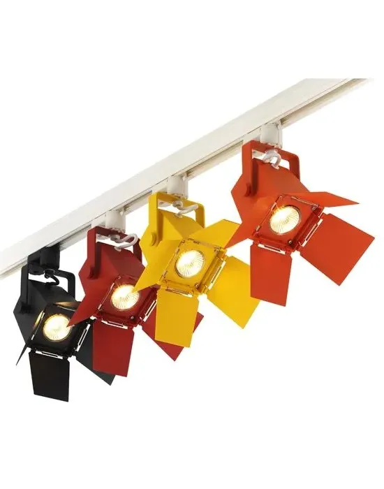 Spotlight with Track System - Black, Steel