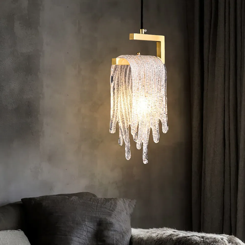 1-Light Waterfall Pendant Light - Gold, Glass image