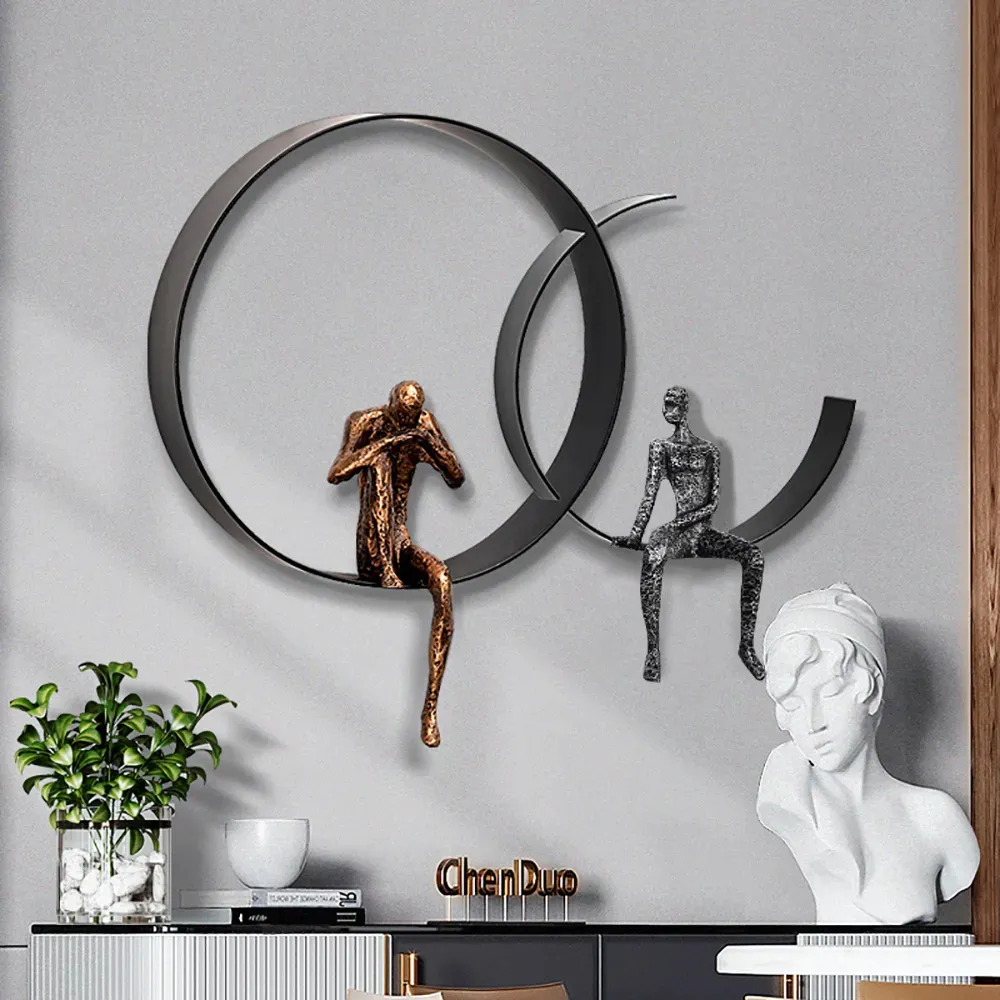 19.7" 3D Artistic Figure Wall Art - Black, Metal