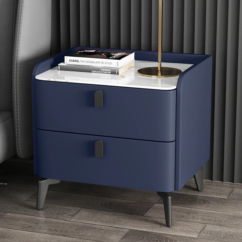 2-Drawer Nightstand - Deep Blue, Leather image