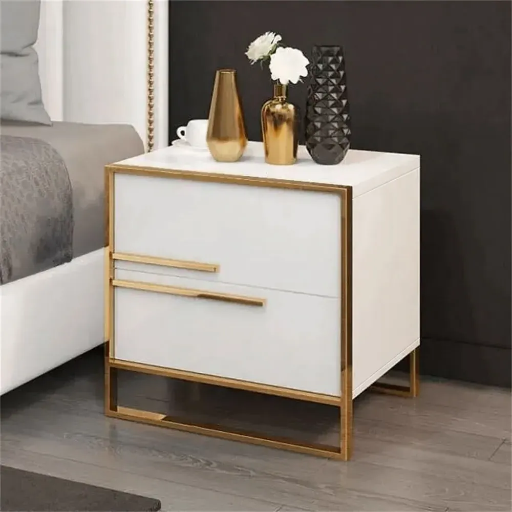 2-Drawer Nightstand - Gold Base image