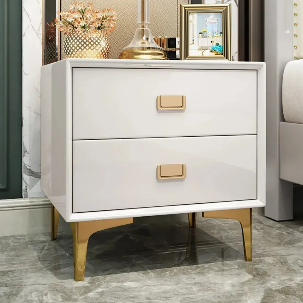 2-Drawer Nightstand - White, Fiberboard