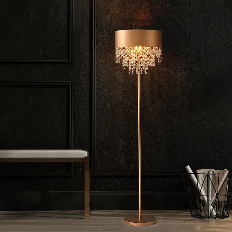 2-Light LED Crystal Floor Lamp - Gold