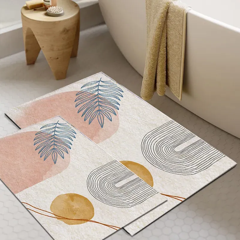 2-Piece Non-Slip Bath Mat Set Rectangle - Abstract, Nylon