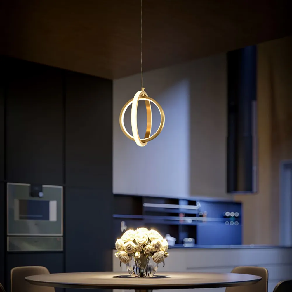 2-Ring Pendant Light - Gold, Brass