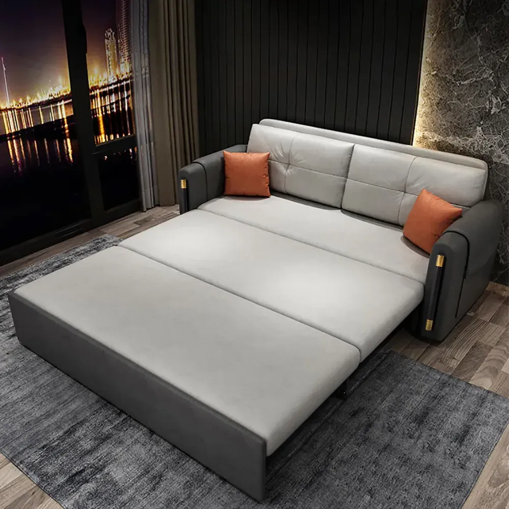 2-Seater Convertible Full Sleeper Sofa with Storage - Gray