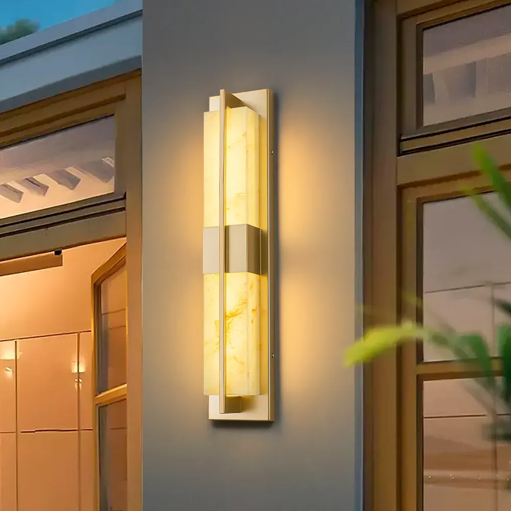23.6" Rectangular Outdoor Wall Sconce - Gold, Metal image