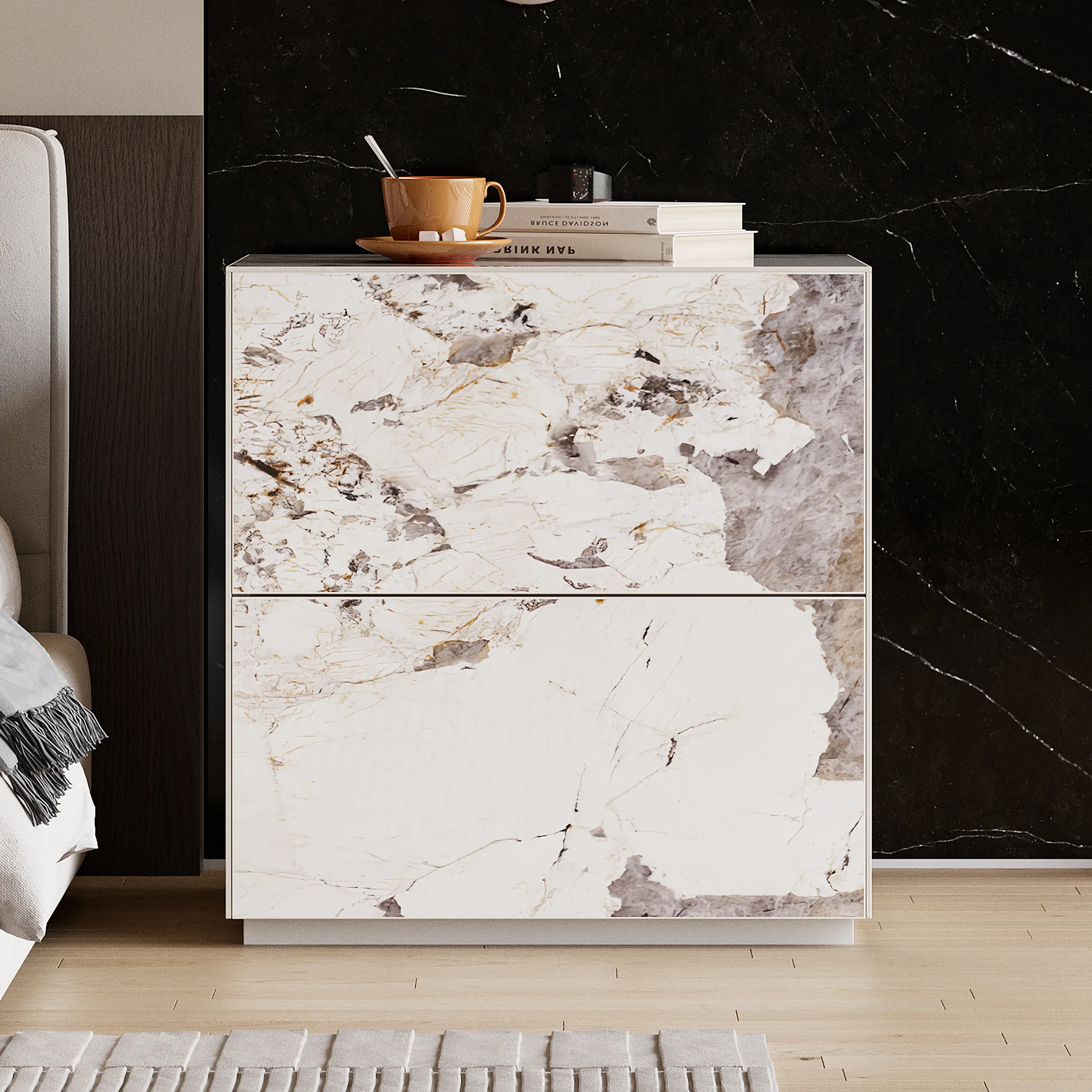 24" 2-Drawer Nightstand Set of 2 - Sintered Stone