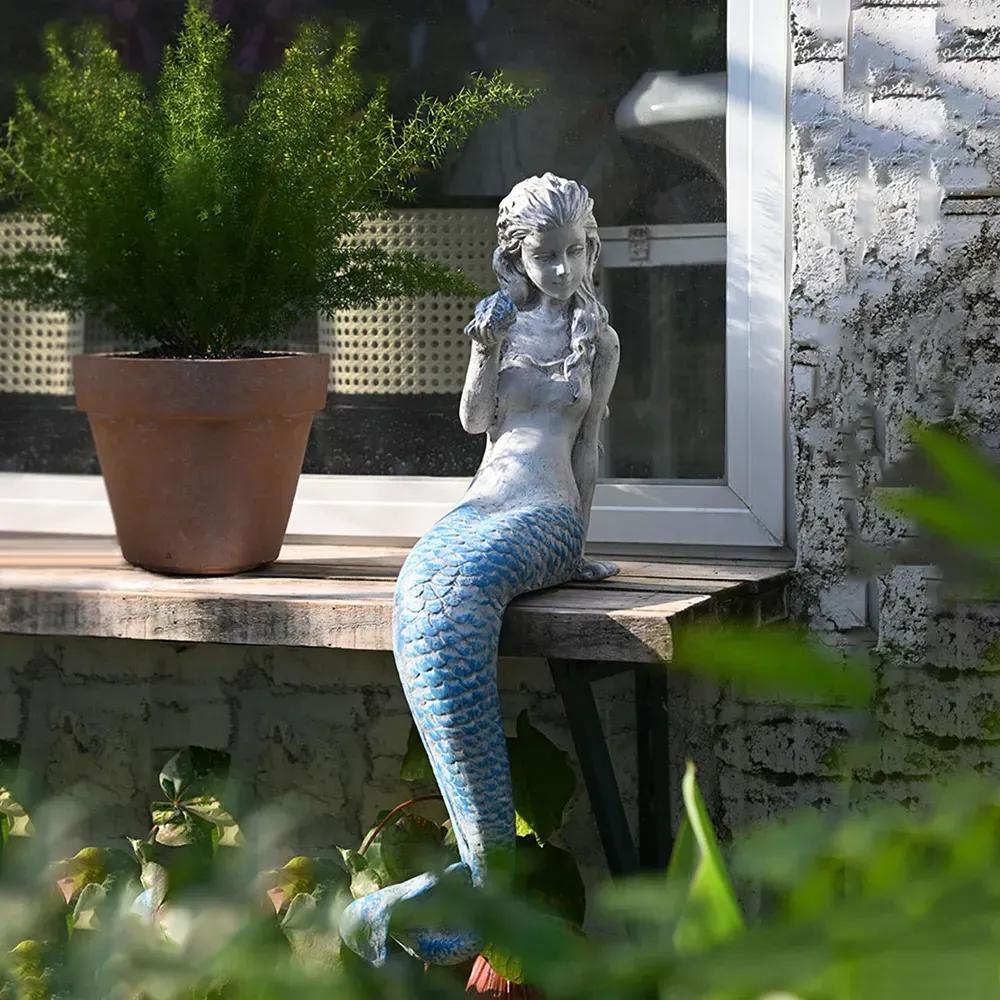 25" Mermaid Garden Statue - White, Resin