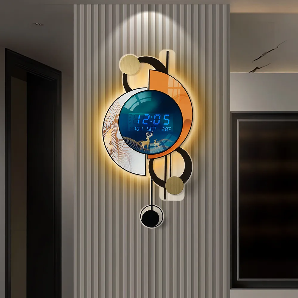 28.4" LED Silent Wall Clock with Night Light Display