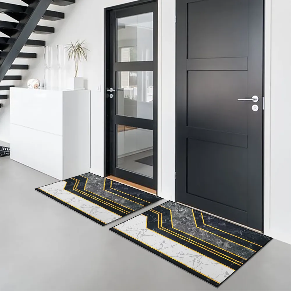2PCS Geometry Marble Non-slip Door Mat Set image