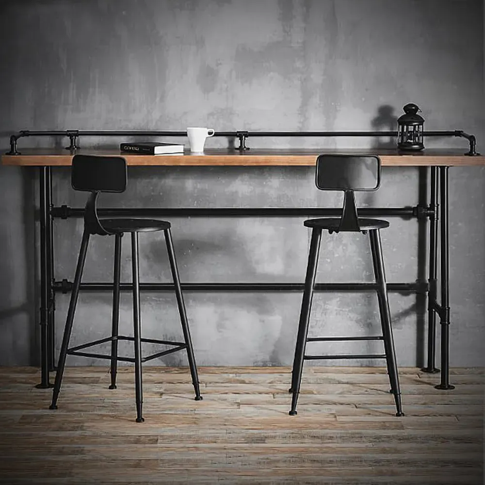 3-Piece Industrial Bar Table Set with Stools - Natural, Pine image
