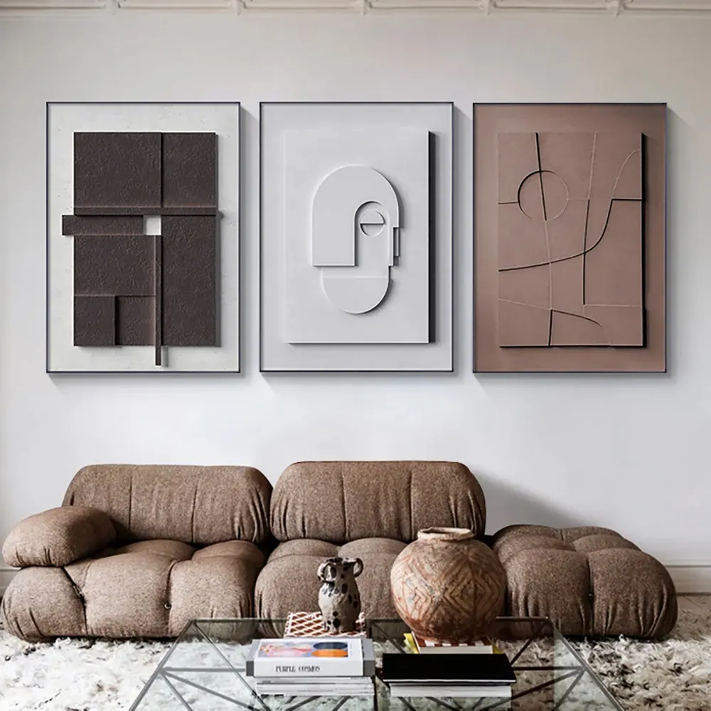 3-Piece Japandi Canvas Wall Art Set - Black Frame image