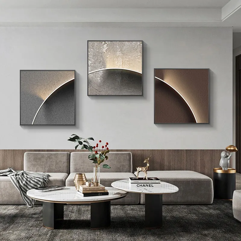 3 Pieces Square Canvas Wall Art Set with Frame image