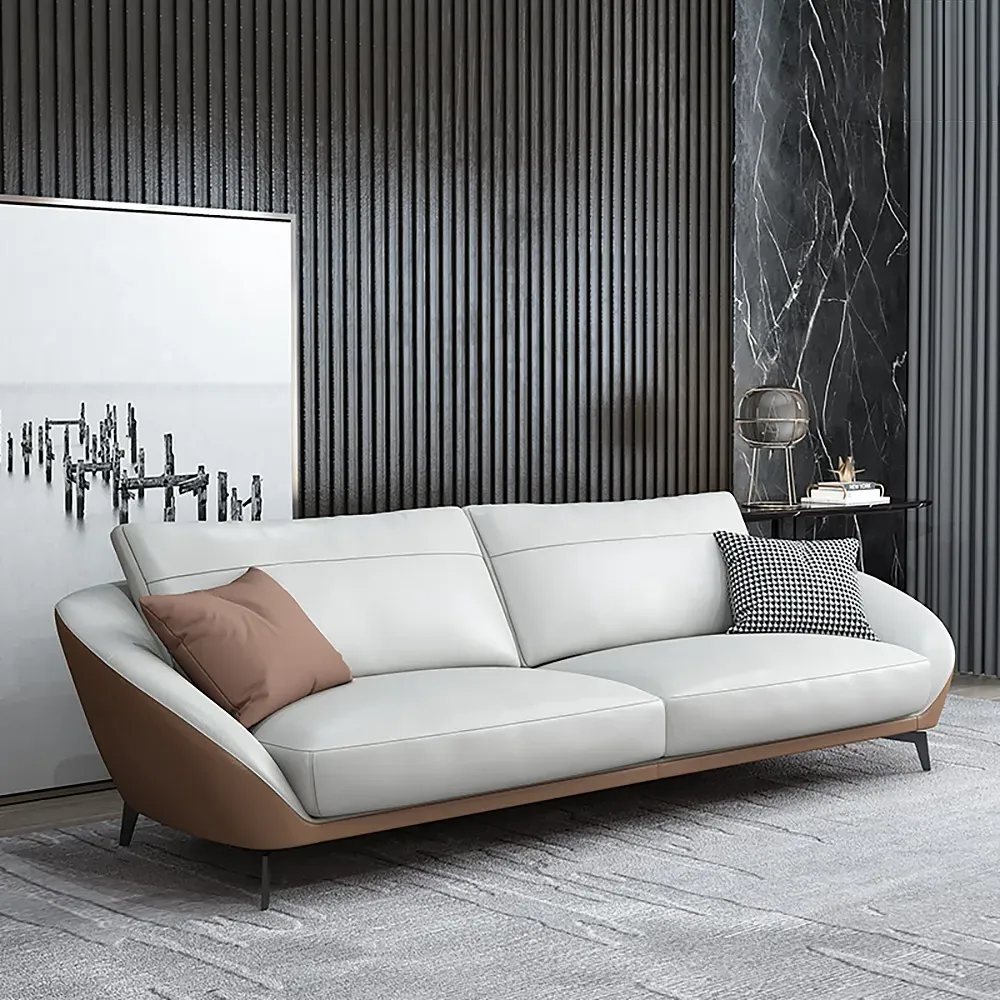 3-Seater Sofa - White, Leath-Aire