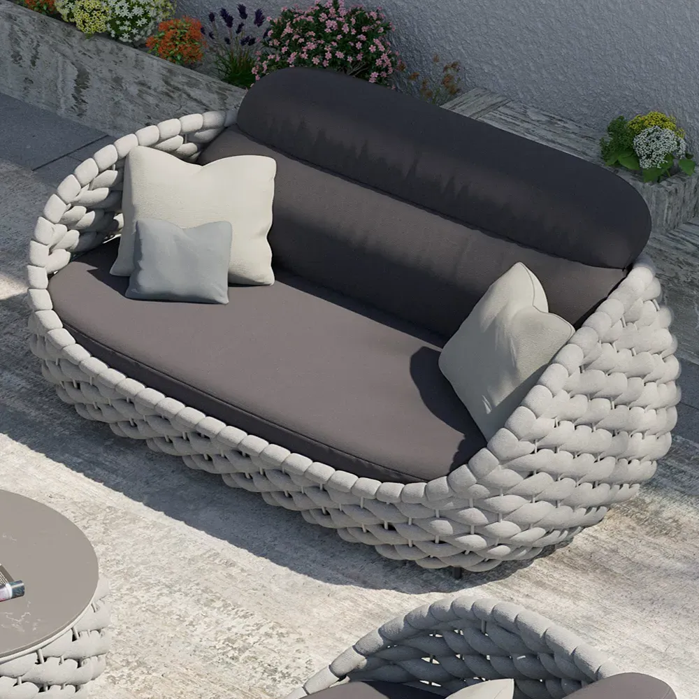 3-Seater Woven Outdoor Sofa - Grey image