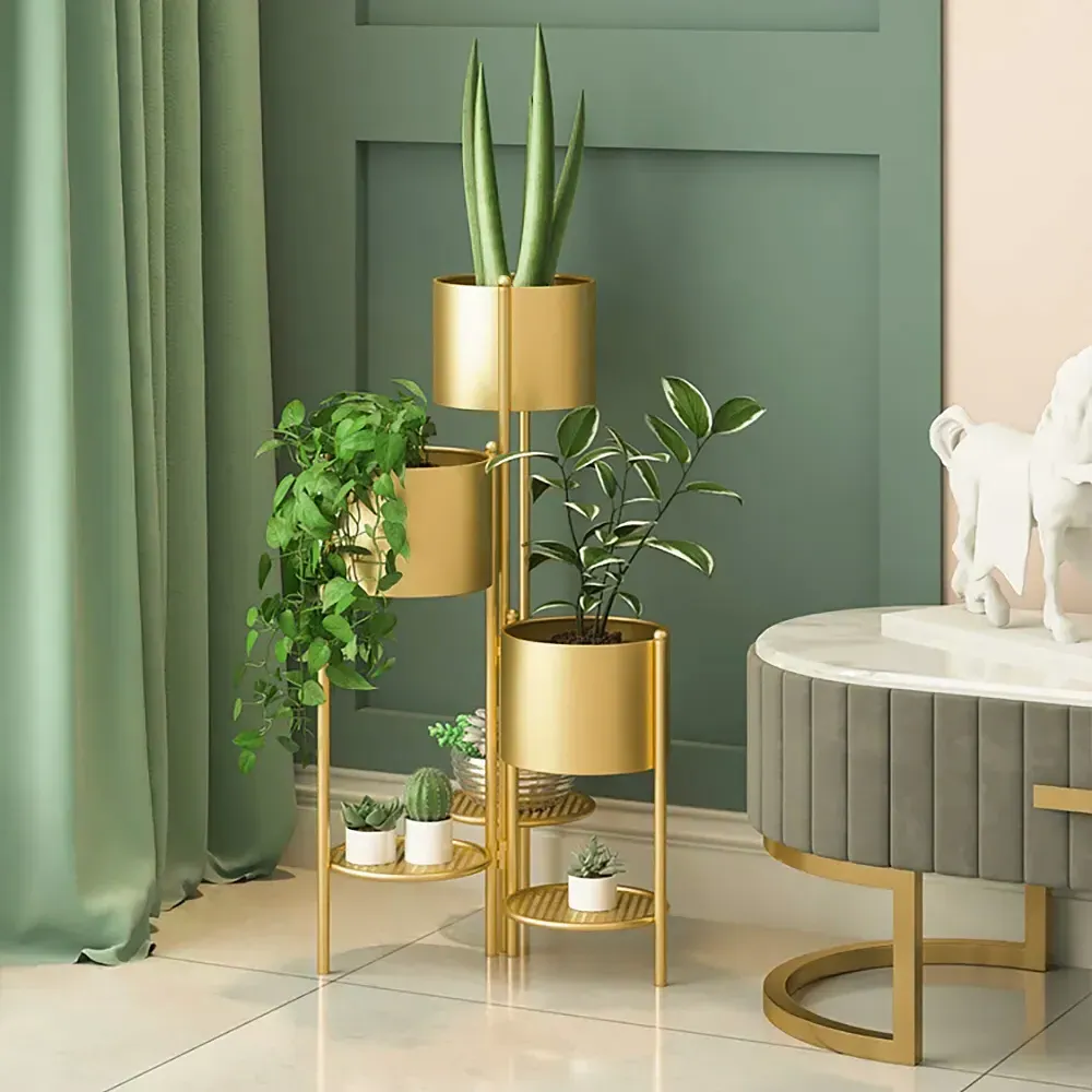 3-Tier Corner Plant Stand - Gold, Metal