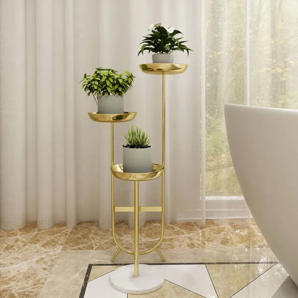 3 Tier Metal Plant Stand - Gold image