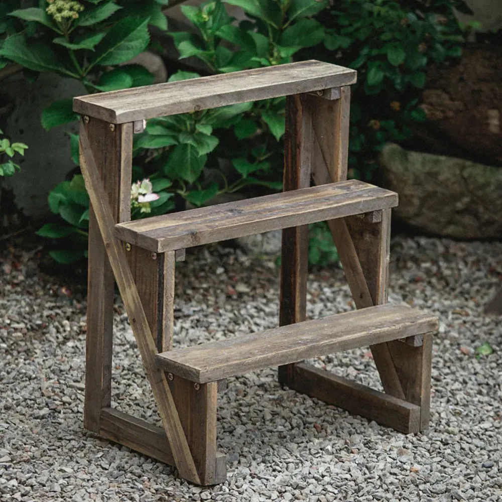 3-Tier Plant Stand Ladder Shelf - Brown, Wood image