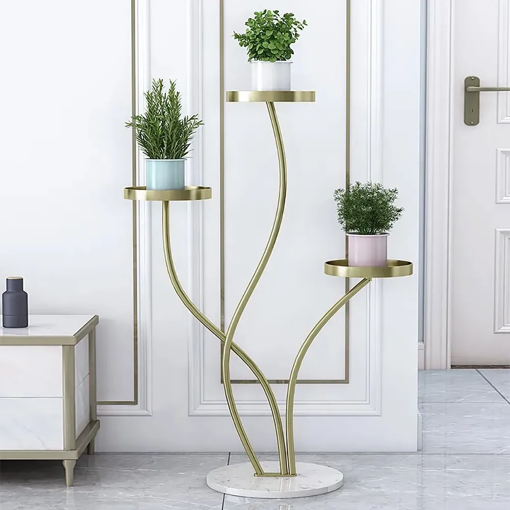 3-Tier Round Plant Stand - Gold, Metal image