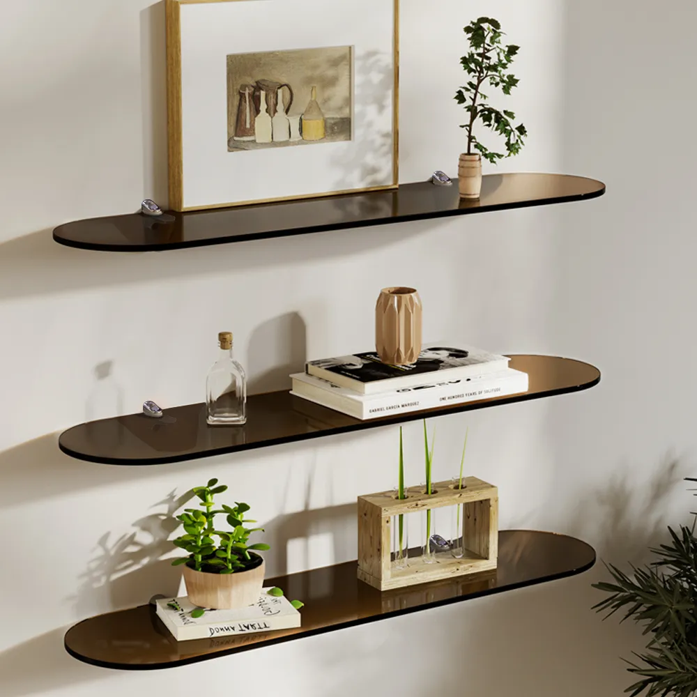 3-Tier Wall Mounted Storage Racks - Dark Brown, Acrylic image
