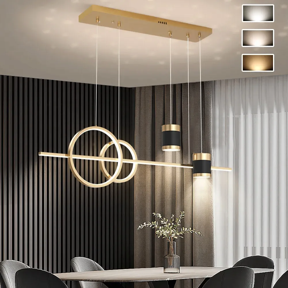 3-Way Geometric Kitchen Island Light - Gold image