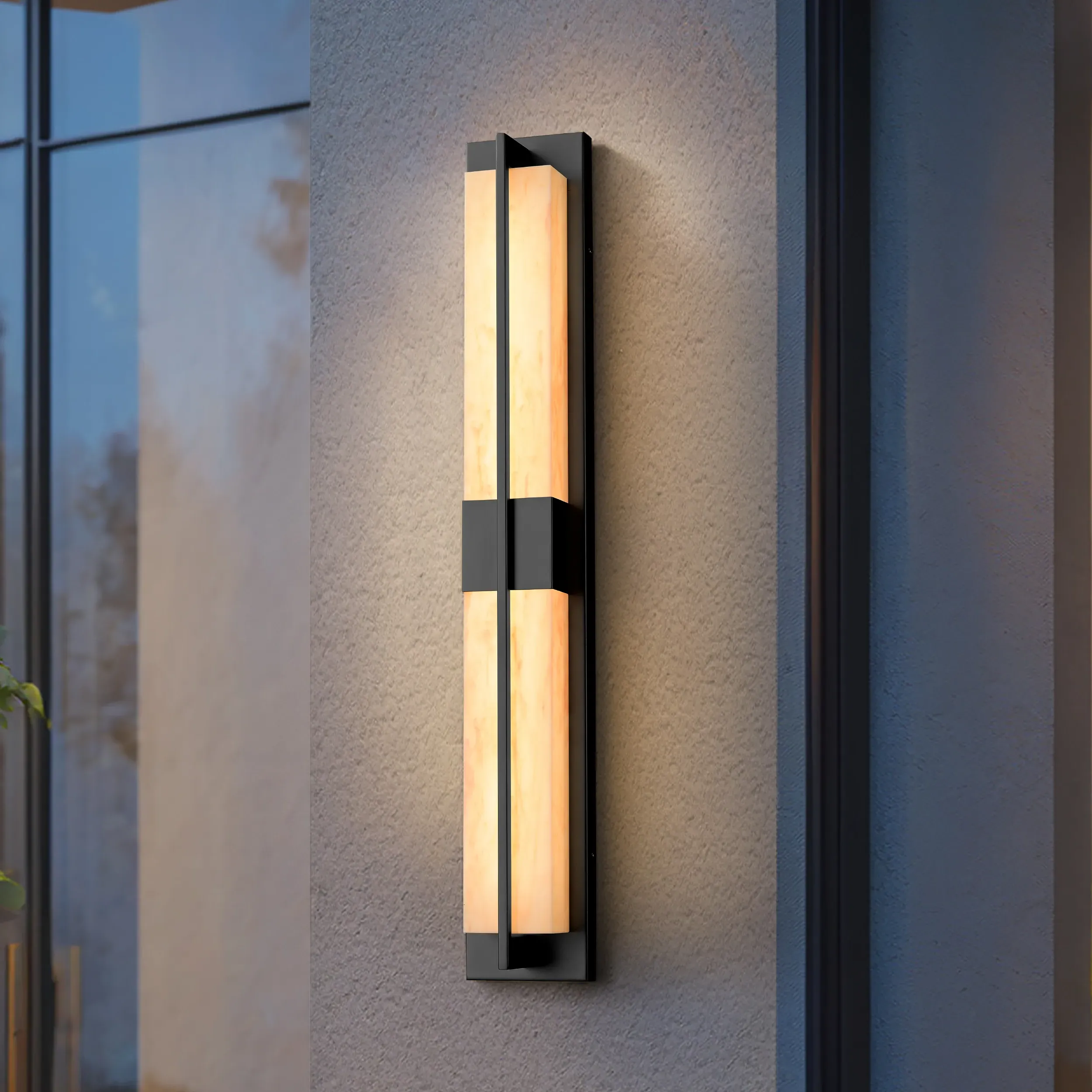 31" Outdoor Wall Light - Matte Black, Iron