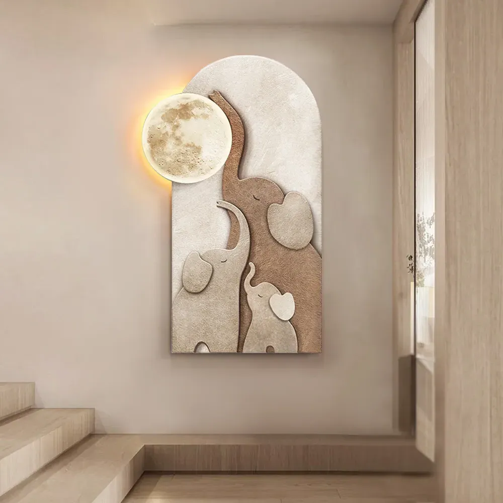 31.5" Arched LED Elephant Moon Wall Sculpture - Acrylic image