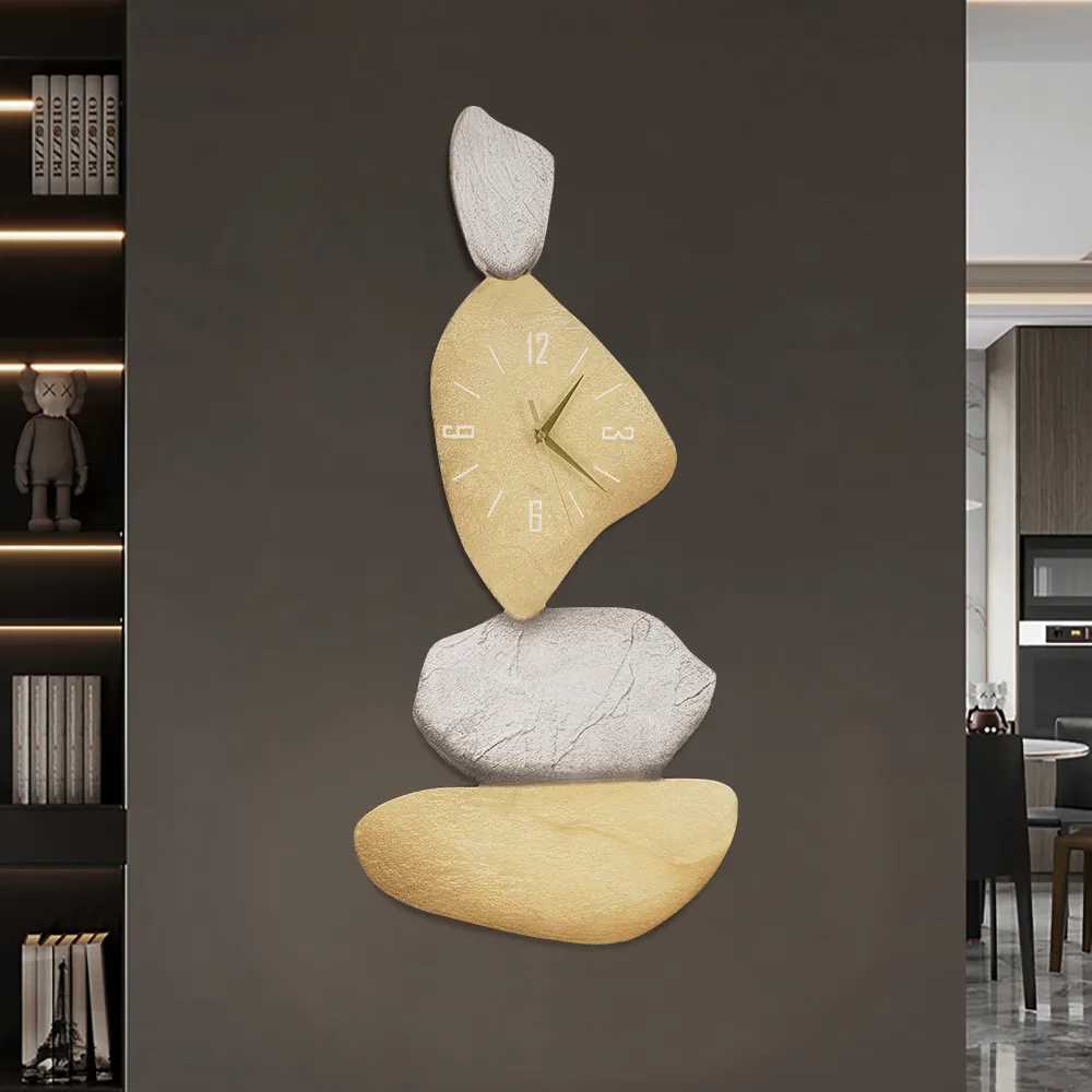 32" Stone Shape Japandi Wall Clock - MDF