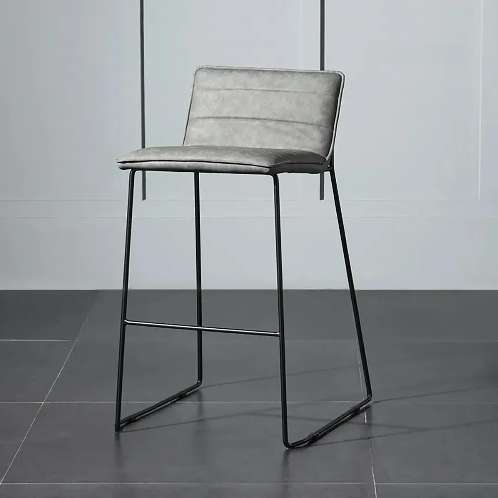 32.3" Counter Stool with Backrest - Grey, PU Leather image