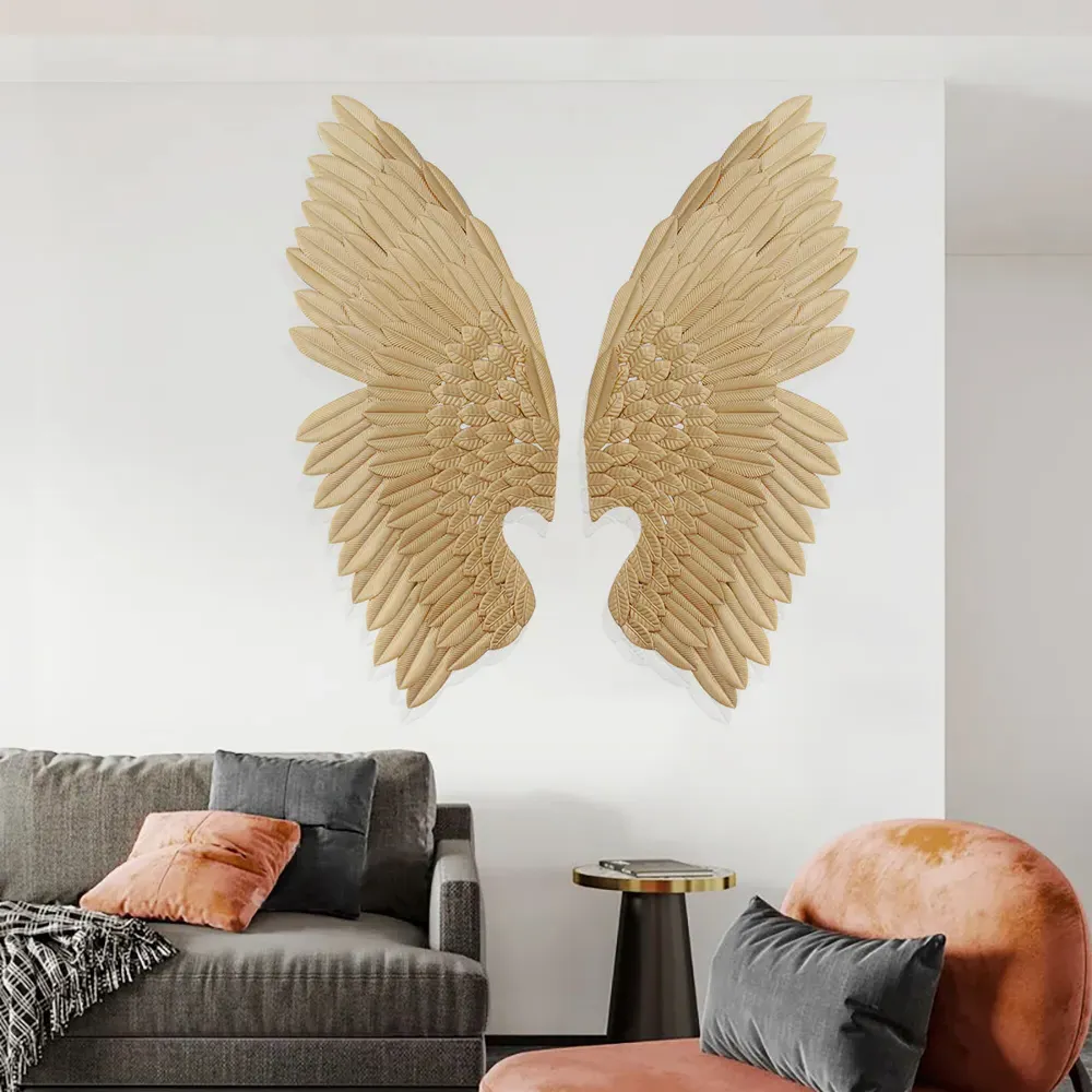 32.7" 2 Pieces Angel Wing Wall Art Set - Gold, Metal image