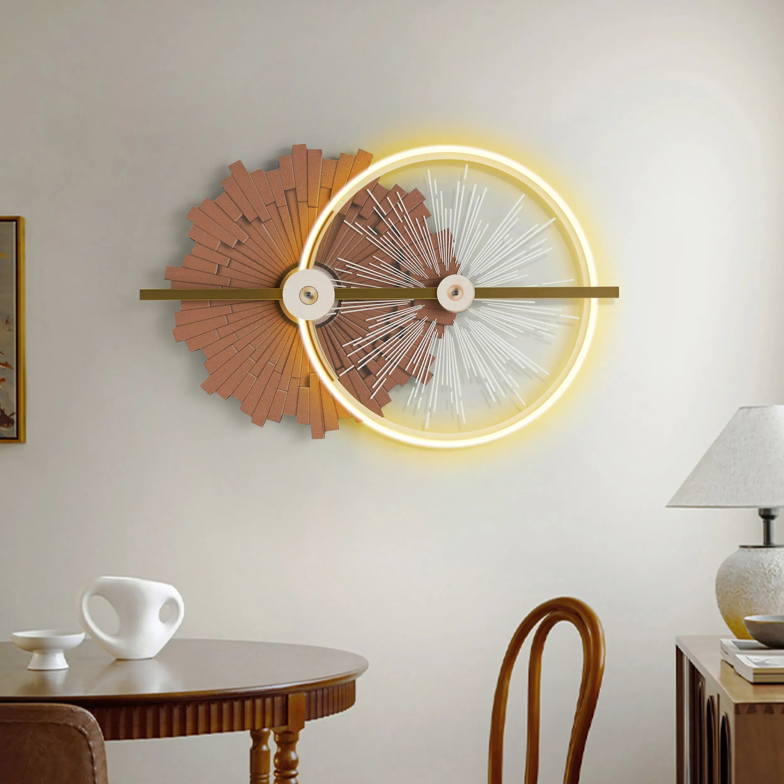 32.7" LED Wall Art with Remote Control - Brown image