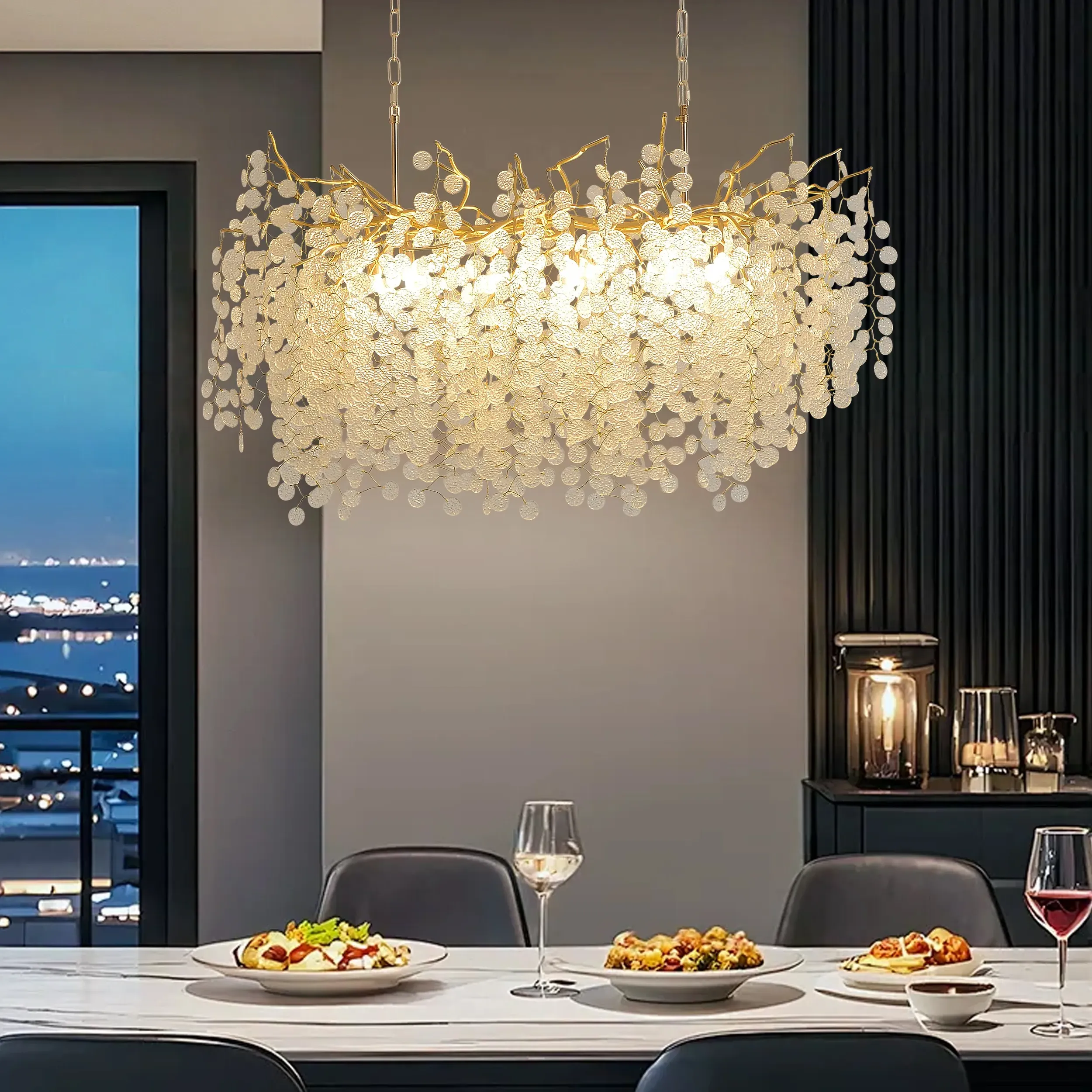 39.4" Kitchen Island Light with Warm LED - Gold, Glass