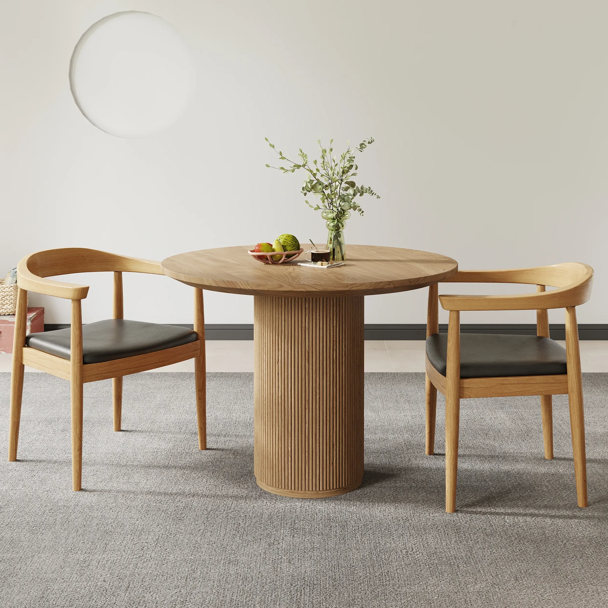 39.4" Round Dining Table - Walnut, Pine Wood