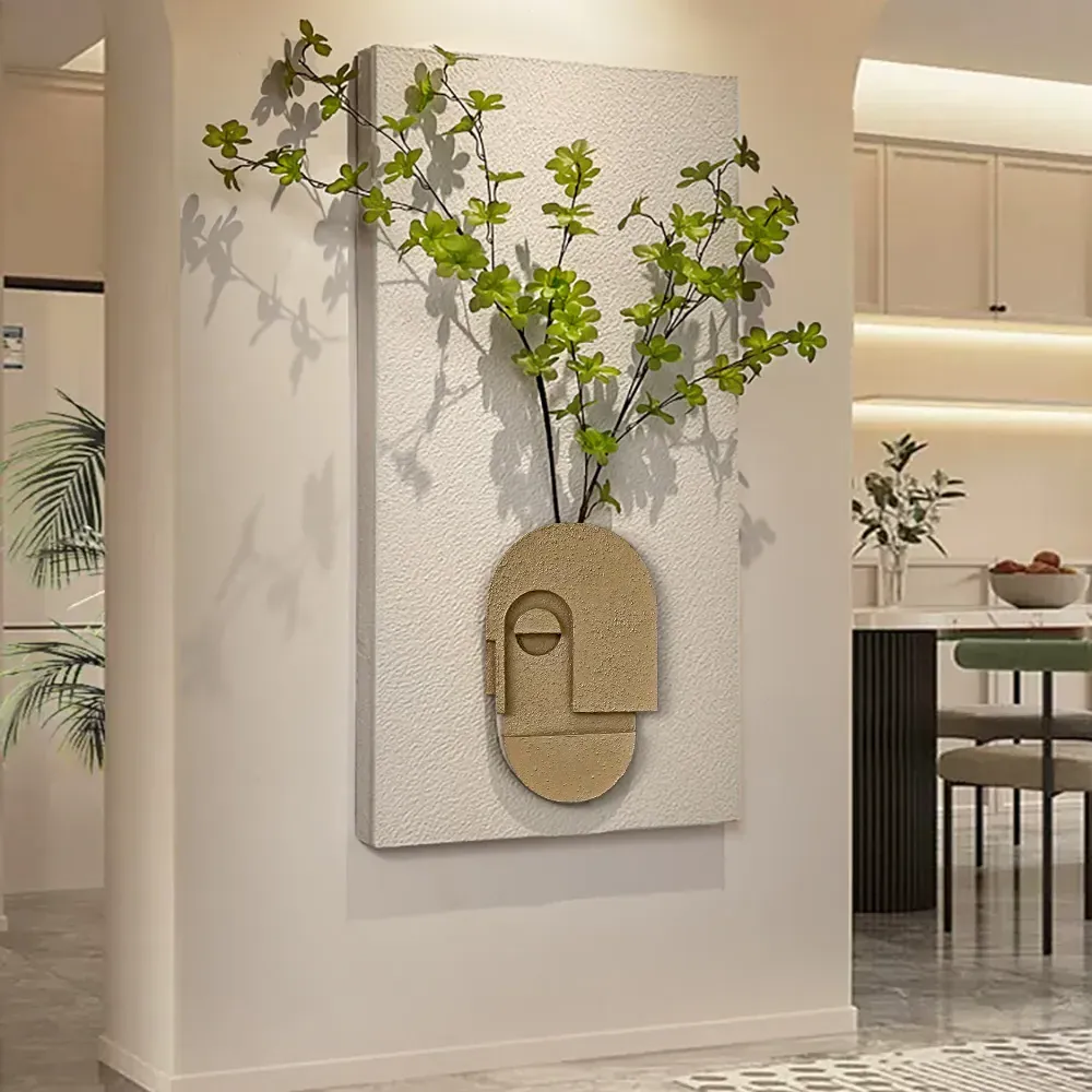 3D Abstract Handmade Wall Sculpture with Artificial Plants image