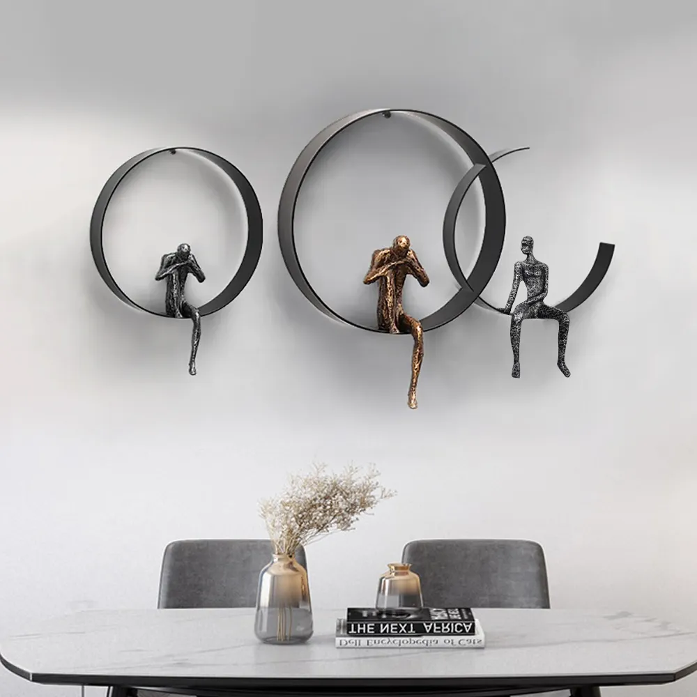 3D Artistic Figure Wall Decor - Black, Metal