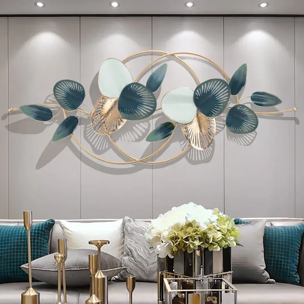 3D Hollow-out Metal Leaves Wall Decor - Iron image