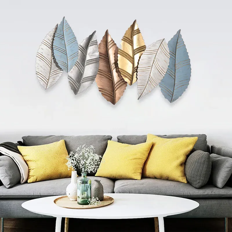 3D Leaves Wall Decor - Multi-Color, Metal