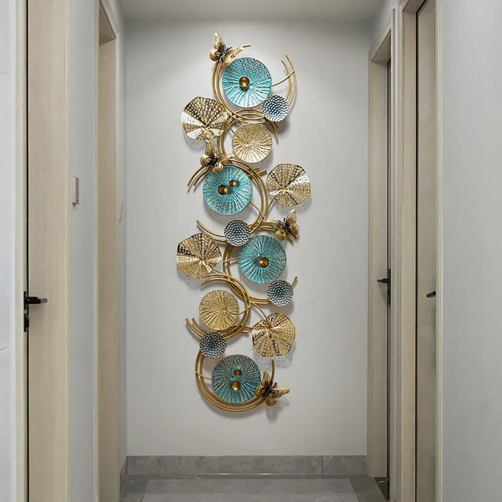 3D Lotus Leaves Wall Art - Multi-color, Metal image