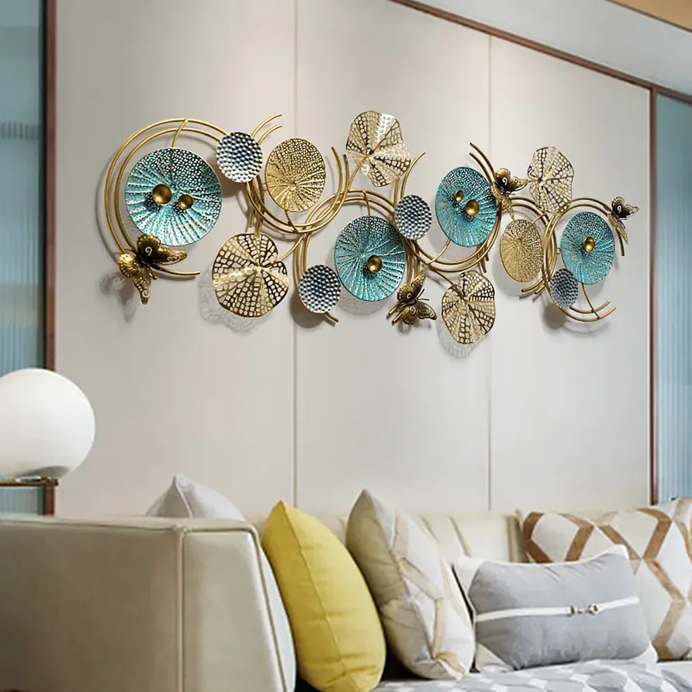 3D Lotus Leaves Wall Art - Multi-color, Metal