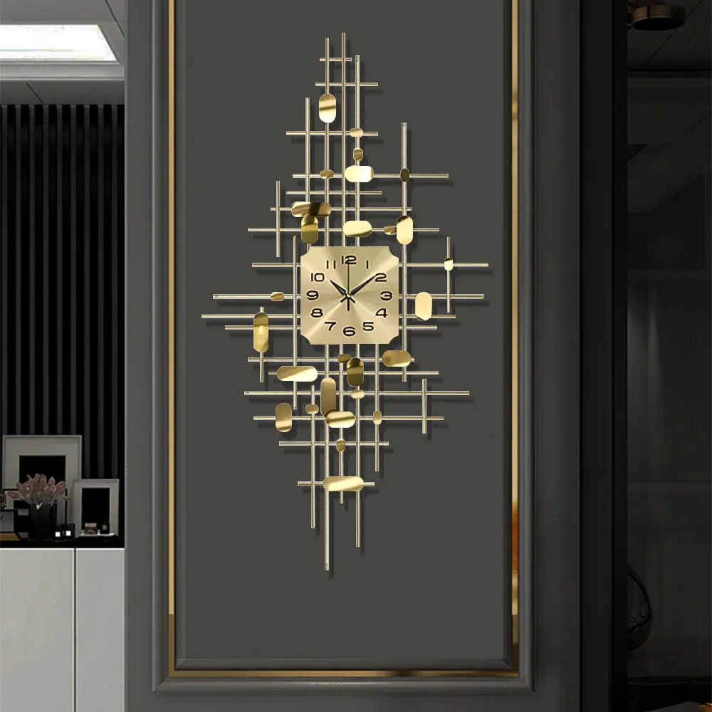 3D Oversized Wall Clock - Gold, Metal