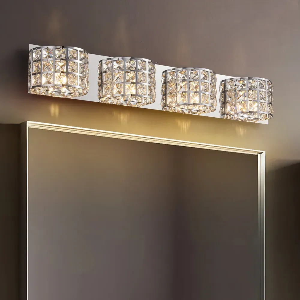 4-Light Bath Vanity Wall Light - Chrome, Crystal