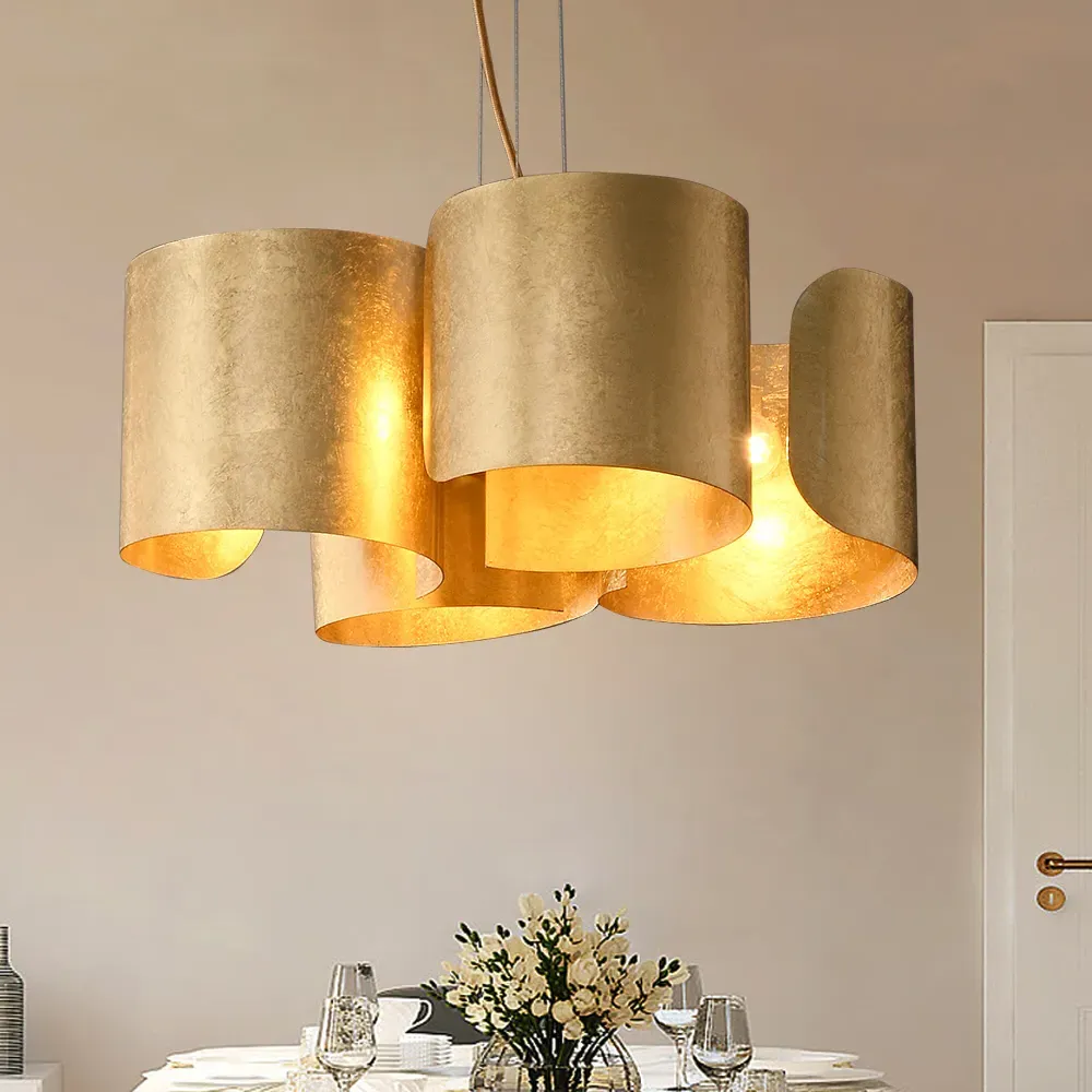 4-Light Drum Pendant Light - Gold image
