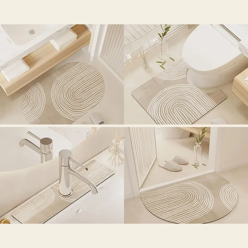 4 Piece Diatom Mud Bath Mat Set - Light Khaki image