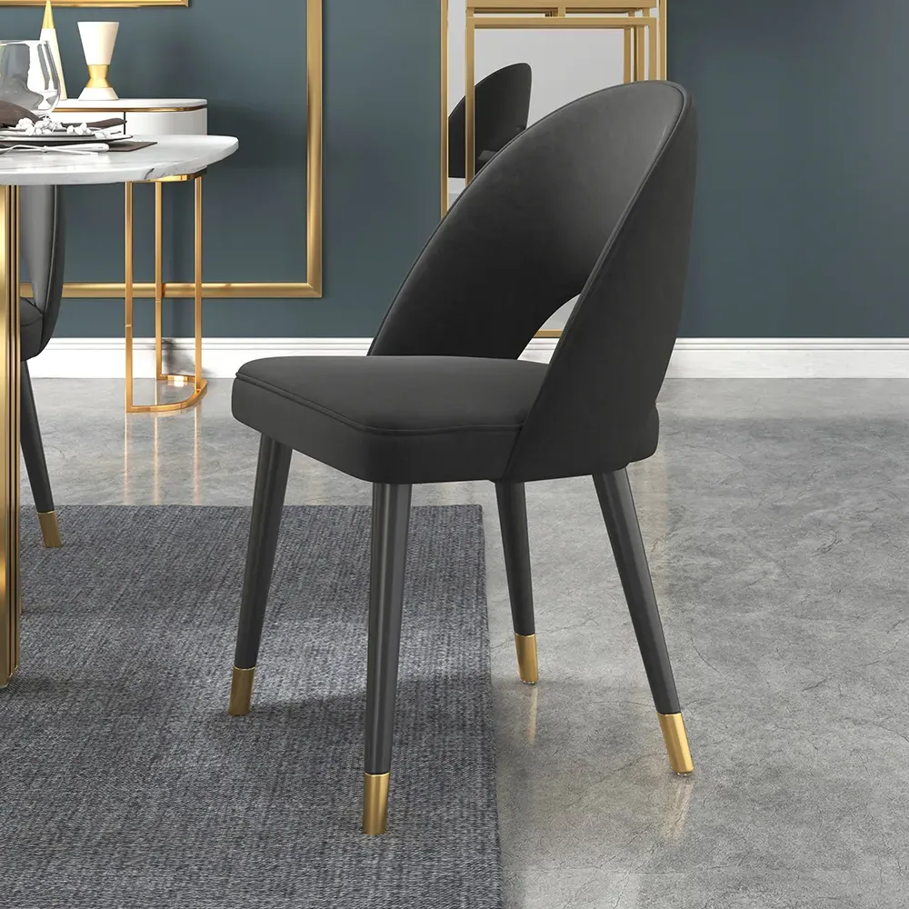 4-Piece Dining Chair Set - Black, Velvet
