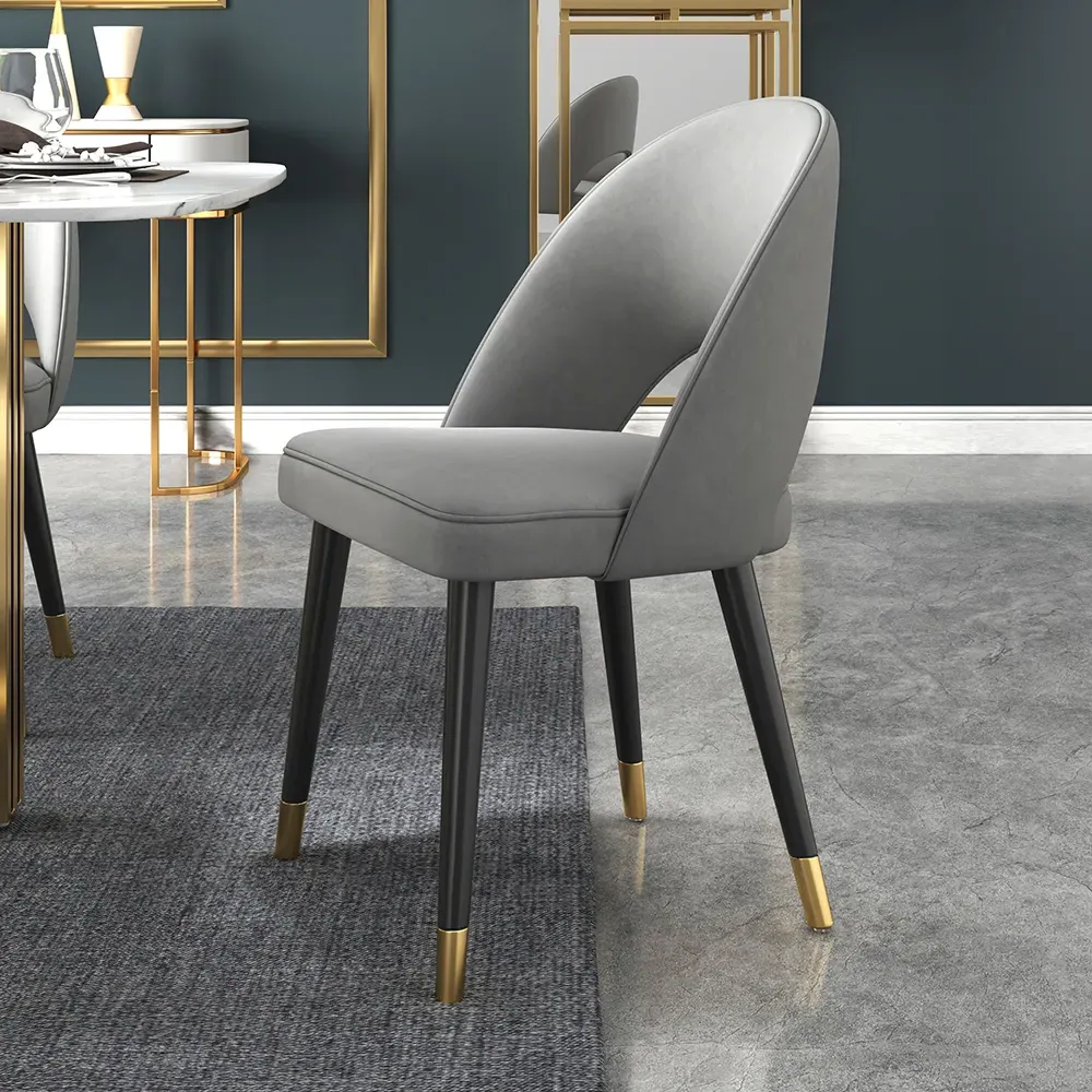 4-Piece Dining Chair Set - Deep Gray, Velvet